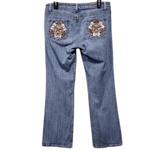 Vintage Y2K Vigoss Jeans Size 31 Light Wash Straight Chunky Embroidery Butterfly